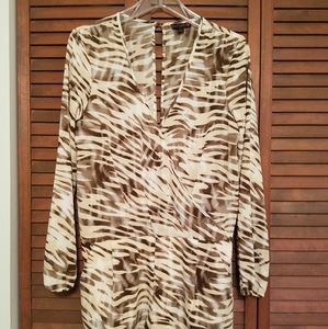 Animal Print Pleated Short Romper